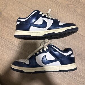 Nike Dunks in Metallic Navy and White